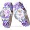 2016 new product purple cartoon leather child watch with bow nickel free ss back jam tangan