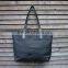 Custom high quality waxed canvas tote bag with leather handles unisex