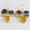 Georgeous !! Kyanite & Citrine & Amethyst Rough Stone Sterling Silver Earring, Handmade Silver Jewelry, Silver Jewelry