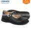2016 High Quality OEM Buckle Black Leather School Shoes Girl with Rubber Sole