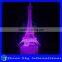 Acrylic Effile Tower Sculpture 3D LED Night Light Creative Stereoscopic 7 Colors Flashing LED Christmas Night Light