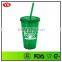 16oz bpa free double wall plastic water drink bottle with straw