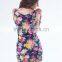 Accept Paypal 2015 New Fashion Sexy Ladies Party Wear Short Sleeve Floral Print Dress