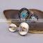Wholesale Natural evil eye shell rings, rhinestone pave pearl 925 sterling silver rings in adjustable size
