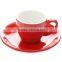 Red White Color Glazed Ceramic Stoneware Coffee Tea Cups and Saucers Sets