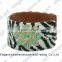 Fashion women needlepoint bracelet with real cowhide leather