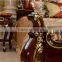 European Royal Brown Wooden Hand Carved Bed With Leather Headboard(MOQ=1 SET)