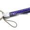 Popular Promotion Gift PU Leather Lanyard with Purple Crystal Gem, Swivel Snap Hooks, Key ring accembly, Acrylic Gem Key chain