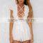 Guangzhou clothing factory summer beach wear white sexy rompers jumpsuits women 2016