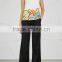 Wholesale Women Apparel Elasticated Drawstrint Waist Black Satin Trousers(DQE0354P)