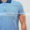 Short Sleeve Button Placket Split Sides Contrast Collar Men's 100% Cotton Breathable Pique 200g Casual Blue Blank Polo Shirt
