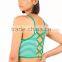 MGOO Wholesale Custom Low Cut Sweater Crop Top Green Stripe Back Up Lace Tank Top Women Fitness