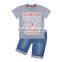 Hot sale children clothing set boy casual clothes suit(t-shirt+jean shorts)summer kid garment retail