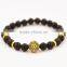 Black Lava Rock Beads Bracelet with Silver or Golden Lion's Head European Style Bracelet