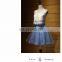 A17EL0006 Two Piece Sexy White and Navy Blue Skirt Short Leisure Keyhole Back Prom Dresses