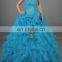 Newest!Eye-cathing Blue Prom Dresses HMY-E0034 Beaded Sparkling Ruffled &Layered Organza Ball Dress