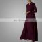 ManXun Modern Muslim Women Maroon Long Abaya Dress With Belt Islamic Kimono Clothing For Ladies