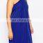 2016 China Supplier Factory Price Dark Blue Halter Asymmetry Evening Dress For Fat Women