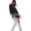 women clothing fashion design hoodies solid color black long sleeve hoody for ladies