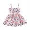 A0145# Summer Girls Dress 2020 Cotton Print Flowers Sleeves Backless Kids Clothes Dress