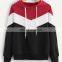 Wholesale Cheap Mens Custom Logo Slim Fit Stripe Panels Pullover Sweatshirt With Hoodie