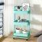 Multi-purpose 3 Tiers Hand Trolley Movable Storage Rack Metal Folding Kitchen Utility Rolling Cart with wheels
