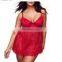 Sexy erotic lingerie plus size pajamas ladies temptation suspender skirt through lace Plus Size Women's Sleepwear