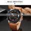 Lige 9964 Mulit Functions Mens Watches Aanalogue Digital Leather Waterproof Chronograph Sport Watches Men Wrist