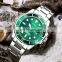 Sinobi S9721G Mens Luxury Watch Stainless Steel Strap Sport Waterproof Green Water Ghost Watch Quartz Men's Watches