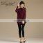 Long Sleeves Loose Cashmere Pure Wine Red Young Girls Knit Sweaters