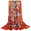 european style,turkish patterns,french crepe satin digital printed silk scarf shawl, women fashion scarves and shawls hijab