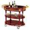 Stainless steel and wood wine serving cart