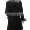 fashion latest ladies long black leather coats With High Quality fur