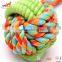cotton rope knot dog rope toy eco friendly with rubber toy