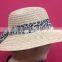 woven straw hat with camouflage band