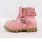 New Design Girls Pink Suede Leather Buckle Strap Boot with Tassel