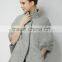 Fashion Gray Knitted Coat Ruffles Neck And Sleeves Knitted Coat