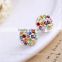 Gemstone Jewelry Manufacturer colorful zircon micro pave cute genuine silver earring 925