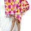 vintage retro HIPPIE BOHO Tie dye festival music beach fringe shirt tunic tent kaftan cover up PLUS Block colors