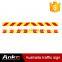 red and yellow reflective warning tape, reflective traffic sticks, slow moving vehicle marker