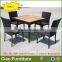 outdoor teak wood table and armless chairs square dining table set