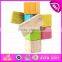 New arrival 18PCS DIY wooden puzzle 4D toy,Colorful and Non-toxic wooden diy block toy wholesale W03B047