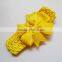 bow shape elastic fabric flower hair headband for kids