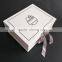 grey ribbon closure logo printing white paper folding packaging gift box for baby clothes