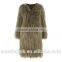 best selling fashion green sheepskin long coats for ladies