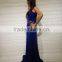 GZY Elegant fashion blue beaded thigh slit women evening dress night dress