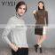 Popular winter women turtleneck color mixed knit cashmere pullover sweater