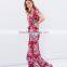 Bambi bloom floral printed short sleeve ruffled maxi wrap dresses