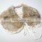 YR382 Cream Color Real Raised Rabbit Fur Collar with Lace