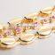 2017 New Arrival Fashion Gold 3 Rolls Chains Women Bracelet Watch Fancy Landies Watches